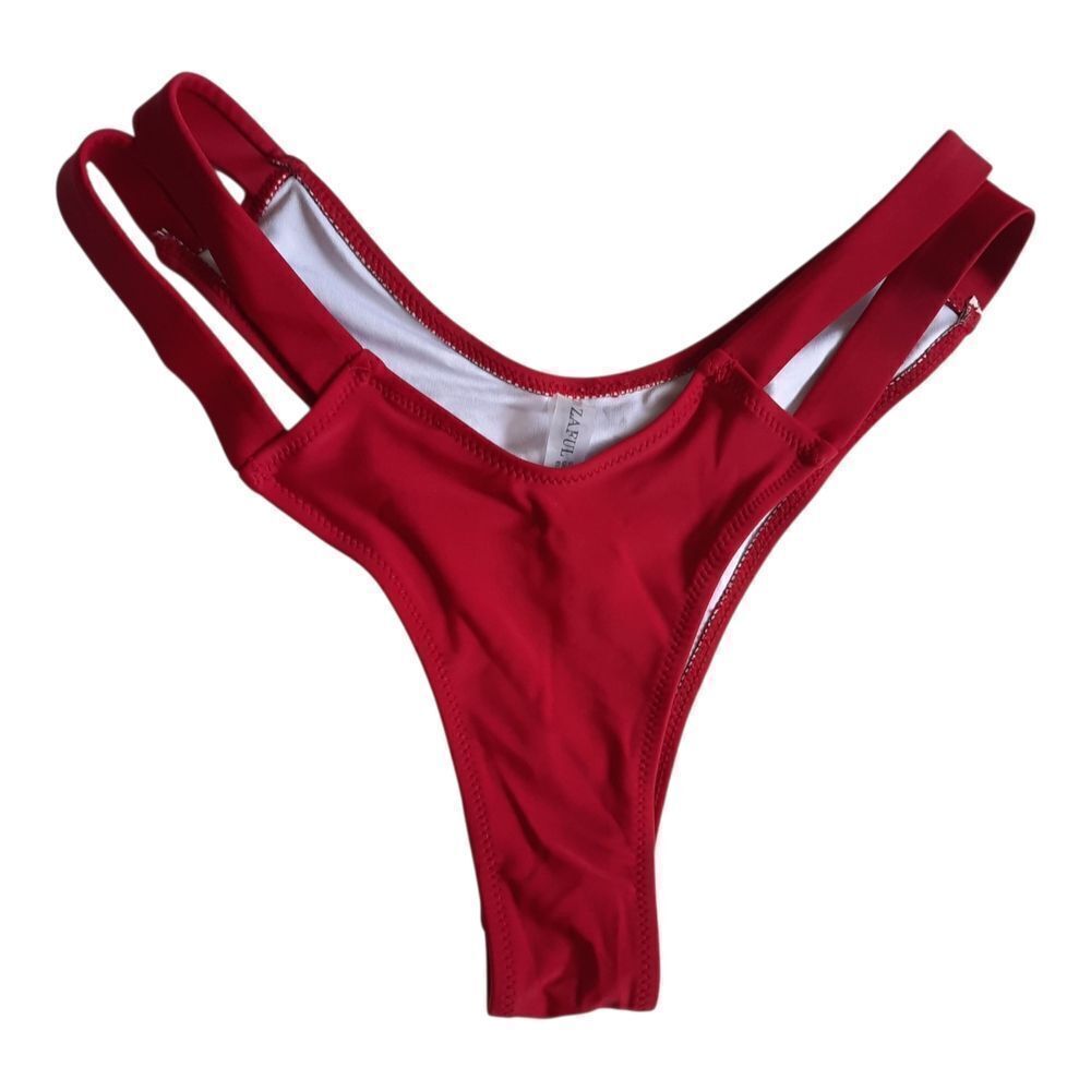 Zaful Red High-Cut Thong Bikini Bottoms